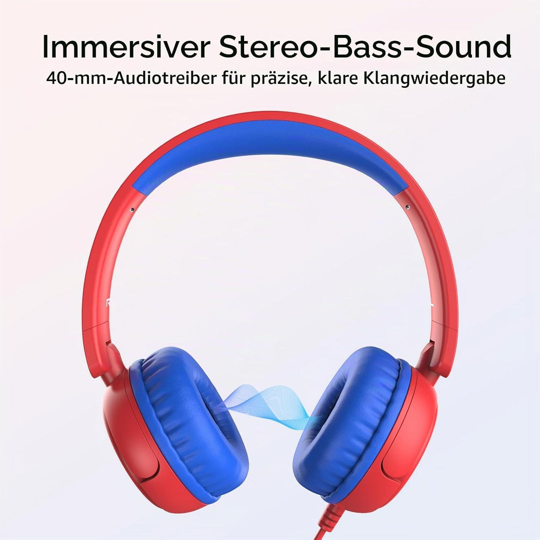 IMYB Kinder kopfhörer, Kopfhörer für Kinder mit Kabel, faltbar, Stereo Sound, Sichere Lautstärkebegr