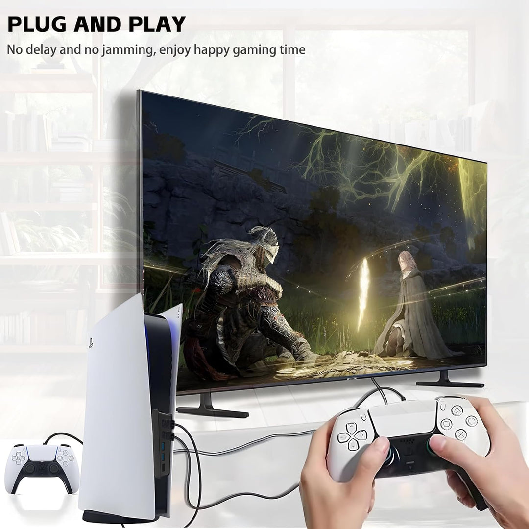 6 Port USB Hub für PS5, High-Speed Expansion Hub Charger Splitter Adapter mit 4 USB + 1 USB Charging
