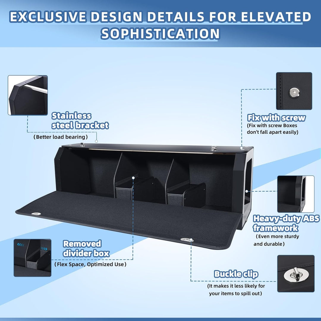 Grosser XXL Auto Kofferraum Organizer mit Deckel – Premium NAPPA Leder, Vordertür & Tragbarer Push-P
