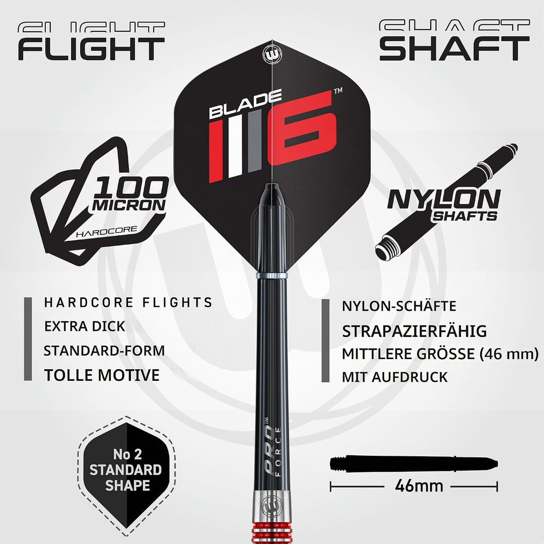 WINMAU Advance 500 Series Dartpfeile mit dartflüge und Dart stiele 22G Rot, 22G Rot