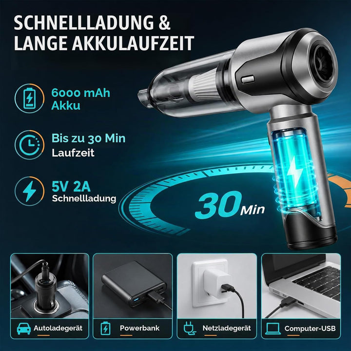 Handstaubsauger Akku Autostaubsauger Auto Stark, 26000Pa 4-in-1 Mini Staubsauger Kabellos, Car Vacuu
