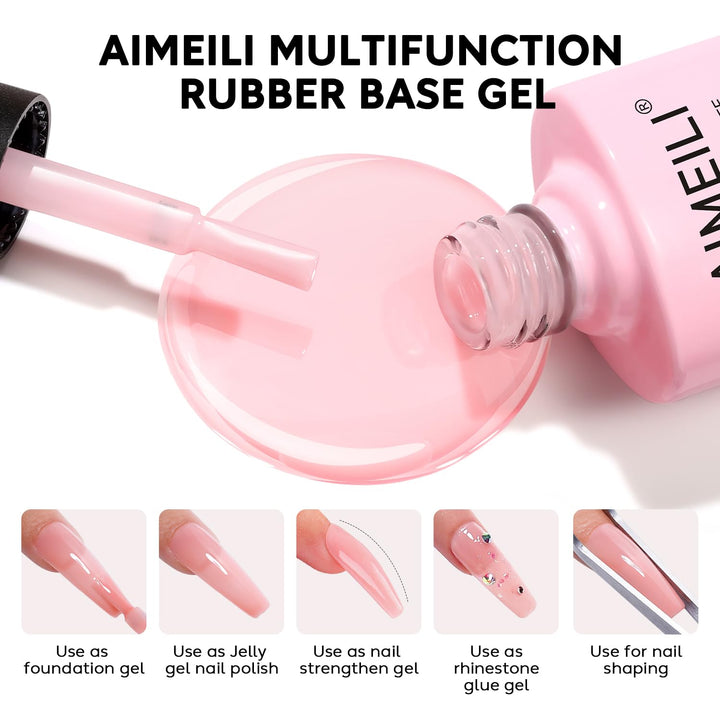 AIMEILI Rubber Base Gel Set 6pcs Rubber Base Coat Soak Off UV LED Nägel Unterlack Gel Nagellack Mani
