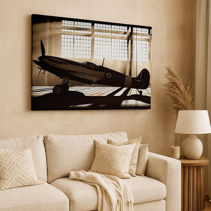 Bilder auf Leinwand 100x70cm Leinwandbild Airplain Hangar Flug historisch Gross Wanddeko Bild Schlaf