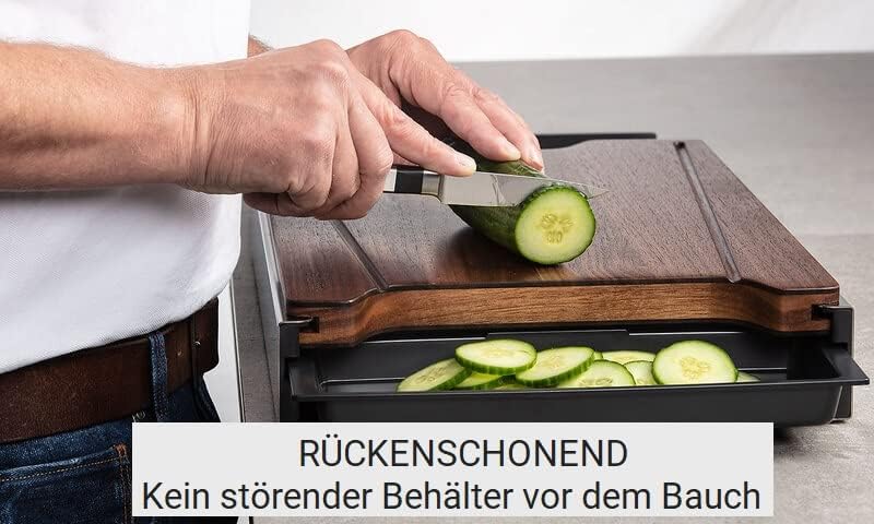 Schneidbox Nussbaum - Schneidebrett Mit 4 Auffangschalen Im Edelstahlkasten Inkl. Wechselbrett - Pat