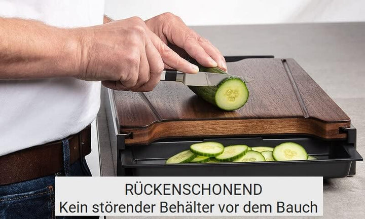 Schneidbox Nussbaum - Schneidebrett Mit 4 Auffangschalen Im Edelstahlkasten Inkl. Wechselbrett - Pat