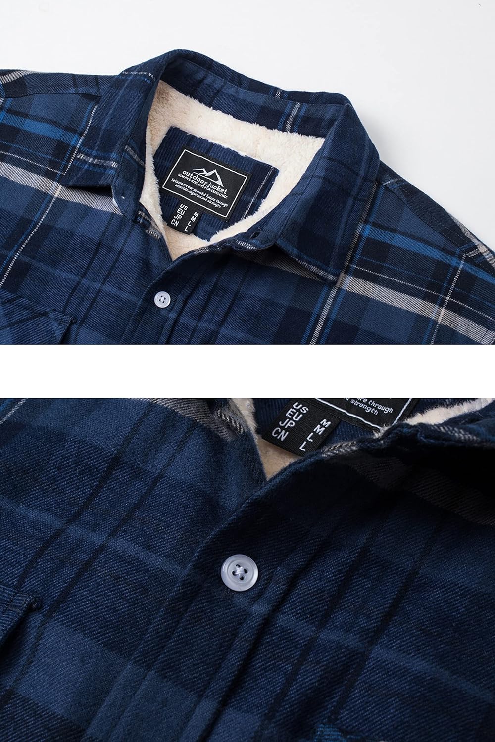 TACVASEN Herren Fleece Thermohemd Warm Flanellhemd Holzfällerhemd Winter Innenfleece Jacke S Blau Gr