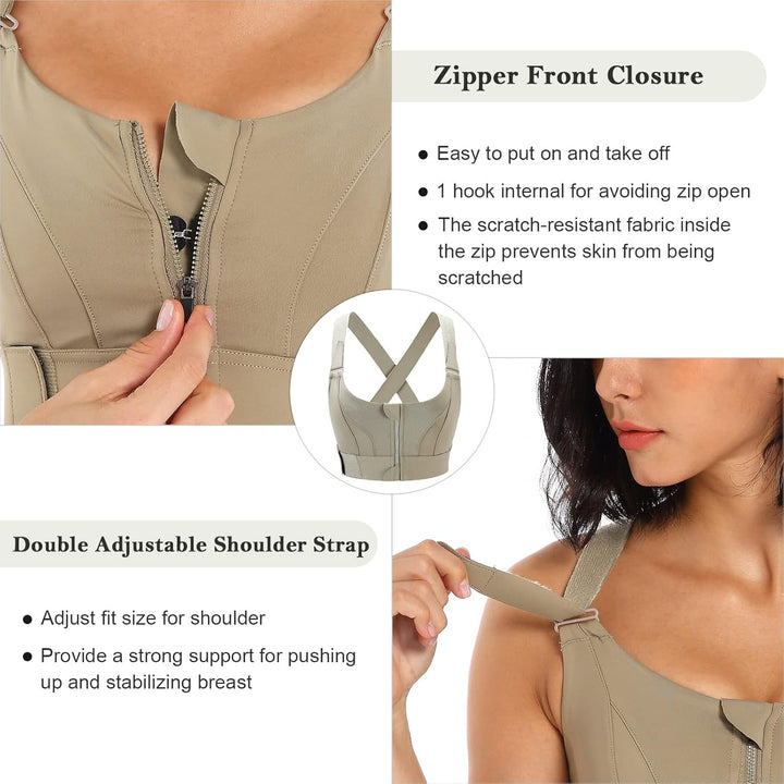 Sport BH Damen Yoga Fitness Ohne Bügel Bustier Bra Top Workout Starker Halt Gepolsterter Gekreuzter