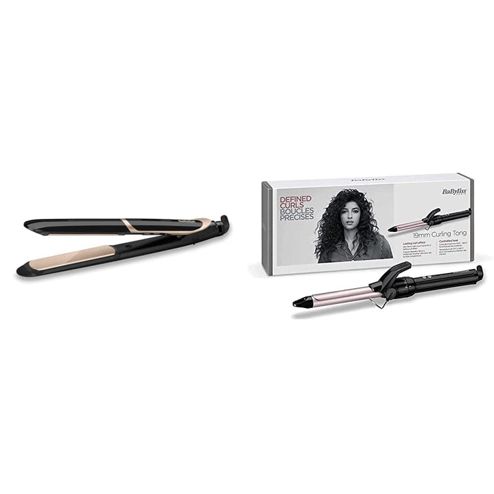 Babyliss Super Smooth 235 Glätteisen mit Ionen-Technologie 140°C - 235°C ST393E & 19mm Lockenstab mi