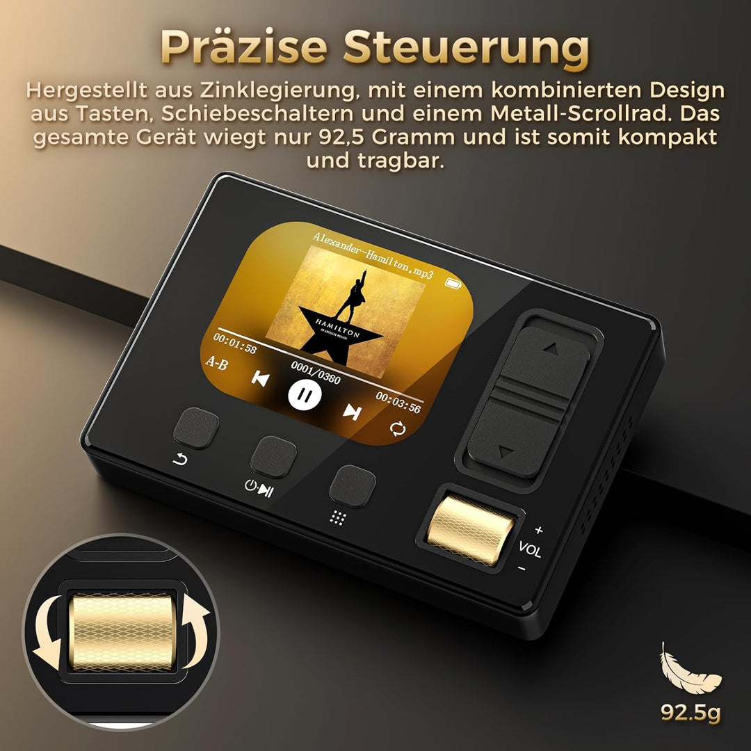 32GB MP3 Player mit Bluetooth 5.3, HiFi Sound MP3 Player Kinder, tragbarer Musikplayer mit Equalizer