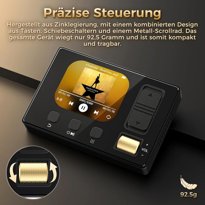 32GB MP3 Player mit Bluetooth 5.3, HiFi Sound MP3 Player Kinder, tragbarer Musikplayer mit Equalizer