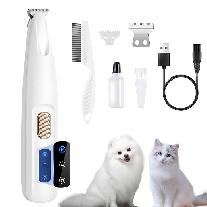 PawTrim Pro, LOEVERY Superleise/Wiederaufladbarer Pfotentrimmer,Hundepfoten Trimmer mit LED-Licht,US