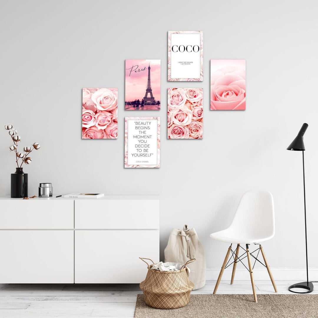 Novart Wandbilder Set - KOMPLETT AUFHÄNGFERTIG - Made in Germany - Moderne Bilder Coco Wohnzimmer Mä