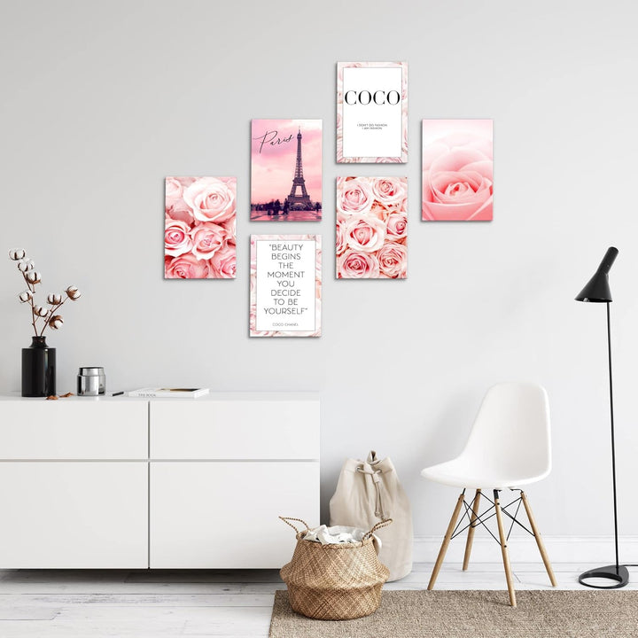 Novart Wandbilder Set - KOMPLETT AUFHÄNGFERTIG - Made in Germany - Moderne Bilder Coco Wohnzimmer Mä
