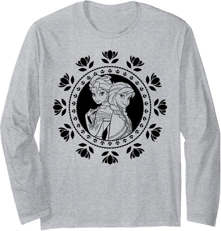 Disney Frozen Anna & Elsa Outlined Framed Portrait Langarmshirt