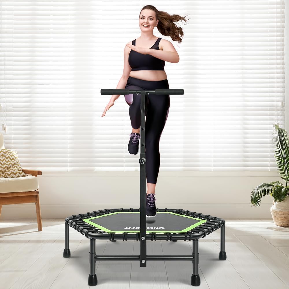 ONETWOFIT 114cm Trampolin Outdoor,Rückprall Trampolin für Erwachsene, Leises Mini Trampolin für das