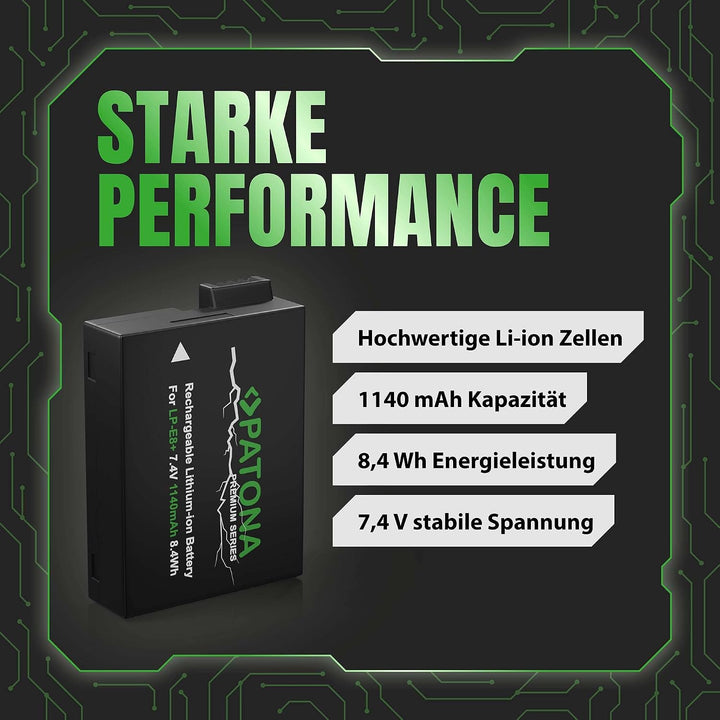 PATONA 2X Premium Akku Ersatz für Canon LP-E8 LP-E8+ Battery Pack 1140mAh | Ersatzakku für EOS 550D