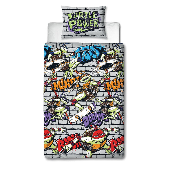 Character World Offizielles Teenage Mutant Ninja Turtles Bettwäsche-Set für Einzelbett, Power-Design