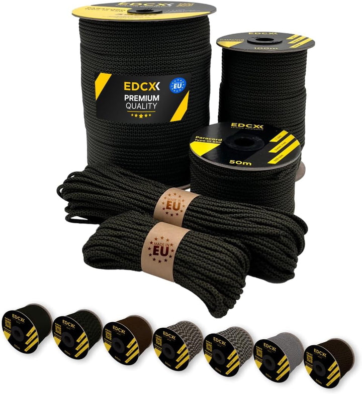 Paracord 4 mm, 20+ Militärfarben (15 m, 30 m, 50 m, 100 m, 300 m) | Ideal zum Basteln, Camping, Outd