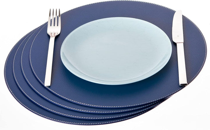 Nikalaz Rund Platzsets und Untersetzer aus recyceltem Leder, 4 Stück Tischsets, Tisch-Matten, Platzd