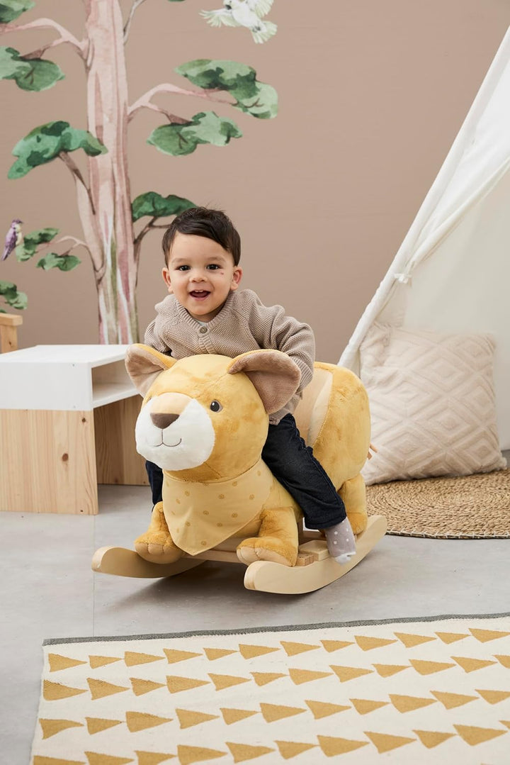 Sterntaler Schaukeltier Löwe Leo - Schaukelpferd aus Flausch & Holz - weiche Sitzfläche - Spielzeug