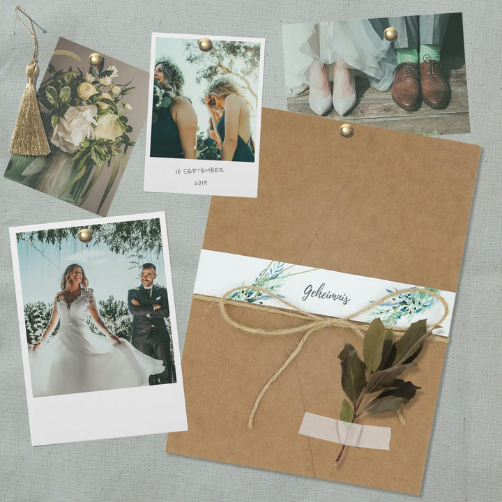 50 Stück Pocketfold Kraftpapier Hochzeitskarte blanko I 121 x 158 mm für DIN B6 Umschlag | 300 g/m²