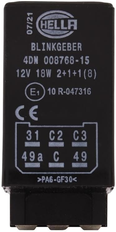 HELLA 4DN 008 768-151 Blinkgeber - 12V - 6-polig - elektronisch - mit Halter/mit Zubehör Single, Sin