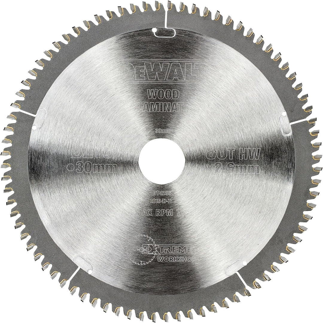 DeWalt Stationärkreissägeblatt / Kreissägeblatt Extreme (216/30mm 80TFZ, extra feines Finish (Furnie
