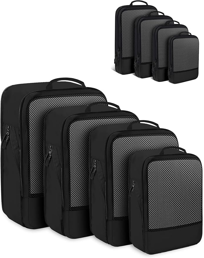 BAGLHER Packwürfel Kompression für die Reise - Extrem platzsparender Koffer-Organizer-Set, wasserdic