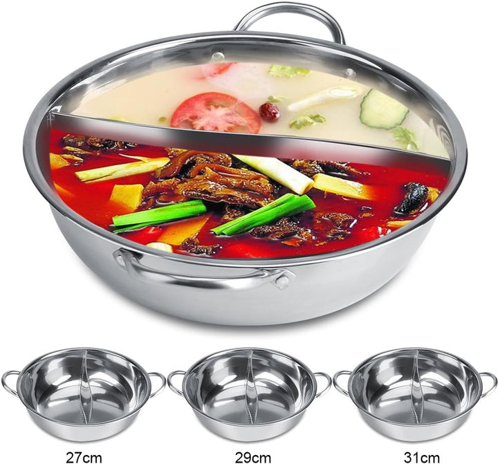 Edelstahl Hot Pot 2 Geschmack Trennsuppe Kochtöpfe Suppe Kochen Töpfe Hot Pot für Induktionsherd Gas