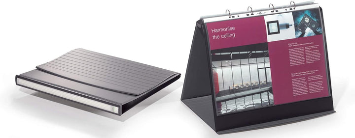 Durable Tisch-Flipchart Durastar, mit 10 PP-Hüllen, A3 quer, beschriftbar & erweiterbar, basalt, 856