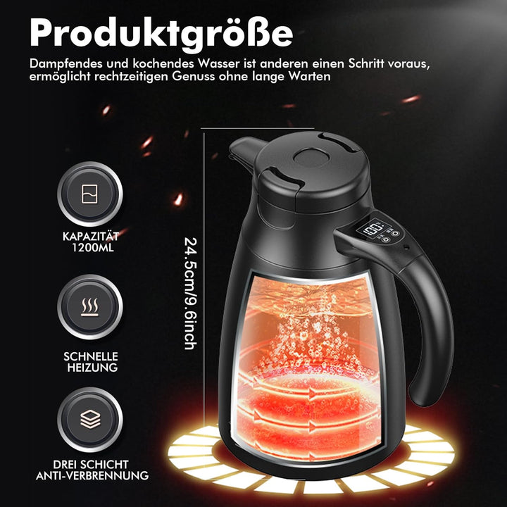 12v - 24v Wasserkocher für Auto, 1,2 Liter Elektrischer Mobiler Wasserkocher Edelstahl mit 12/24 Vol