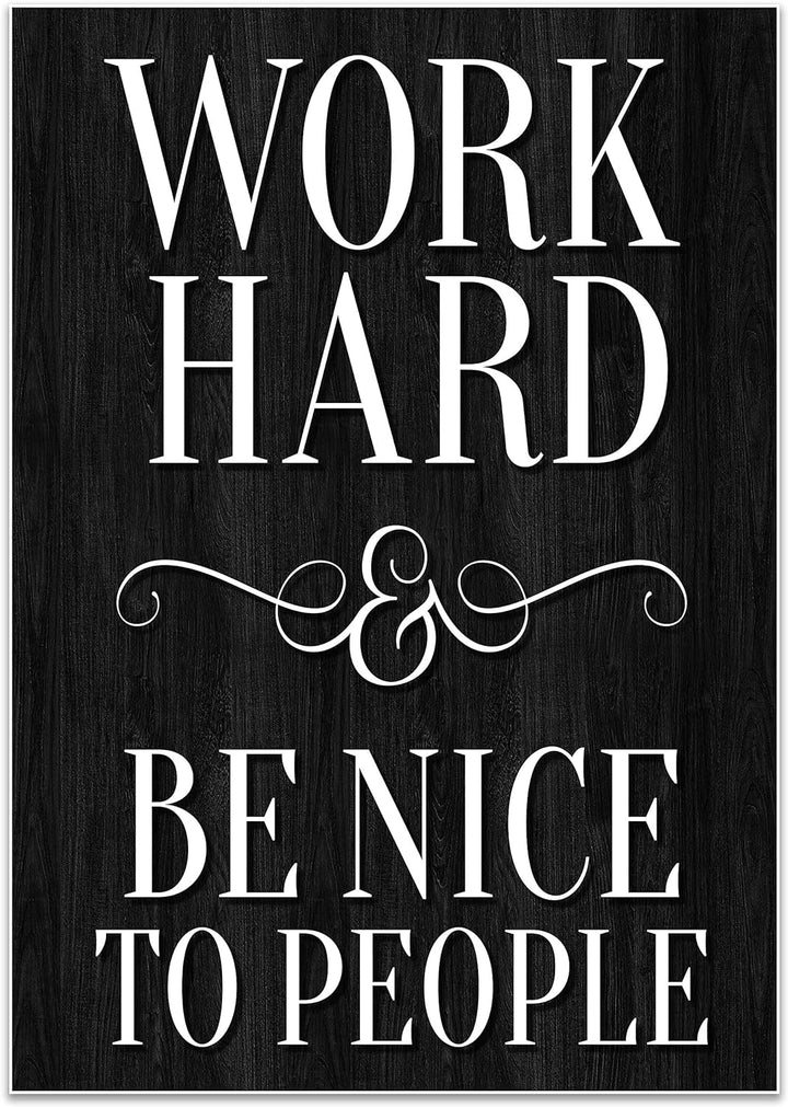 wandmotiv24 Poster als Wanddeko, Grösse Din A0, Work Hard, be Nice, Holz dunkel, Moderne Wanddeko, W