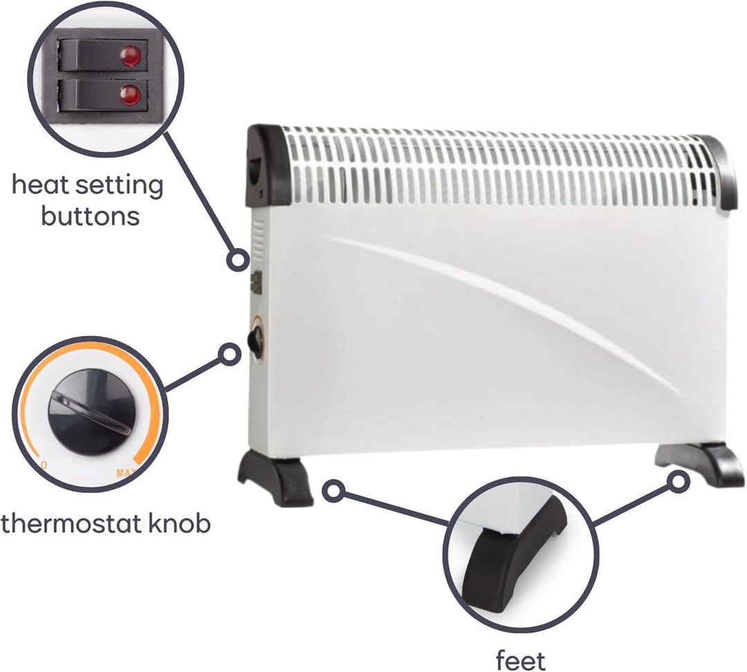 2000W Elektroheizung / 3 Stufen Konvektor mit Thermostat & Überhitzungsschutz,