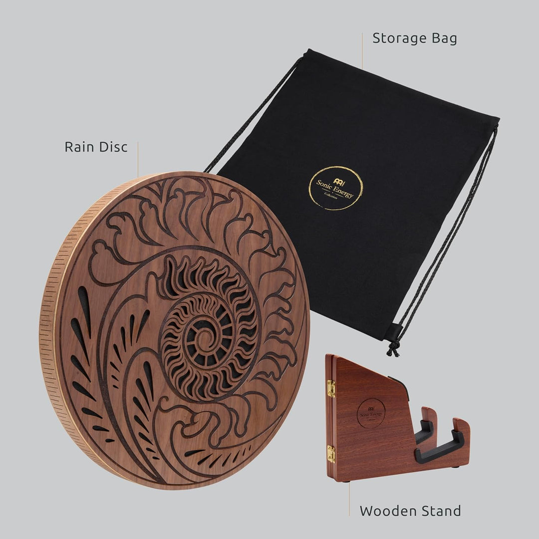 Sonic Energy 15 Zoll Rain Disk – Ozeanklang – Walnussholz mit Gravur – Für Therapie, Klangreise, Ent