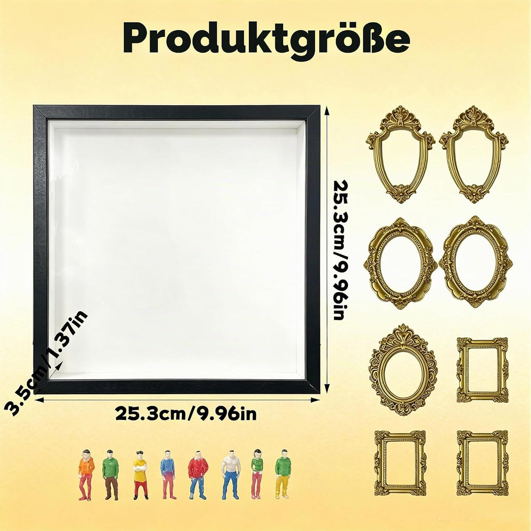 Kleine Bilderrahme Mini mit LED Licht, Mini Museunm Bilderrahmen Vintager, DIY Museum Silhouetter Bo