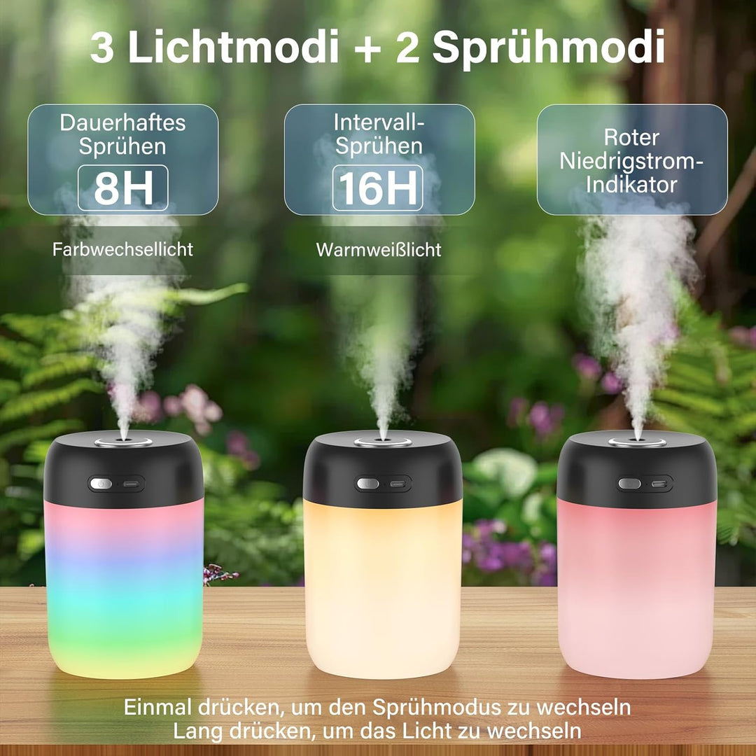 SZO Mini Raumbefeuchter Schlafzimmer mit Nachtlicht Air Humidifier Top-Befüllung 2 Sprühmodi Leise A