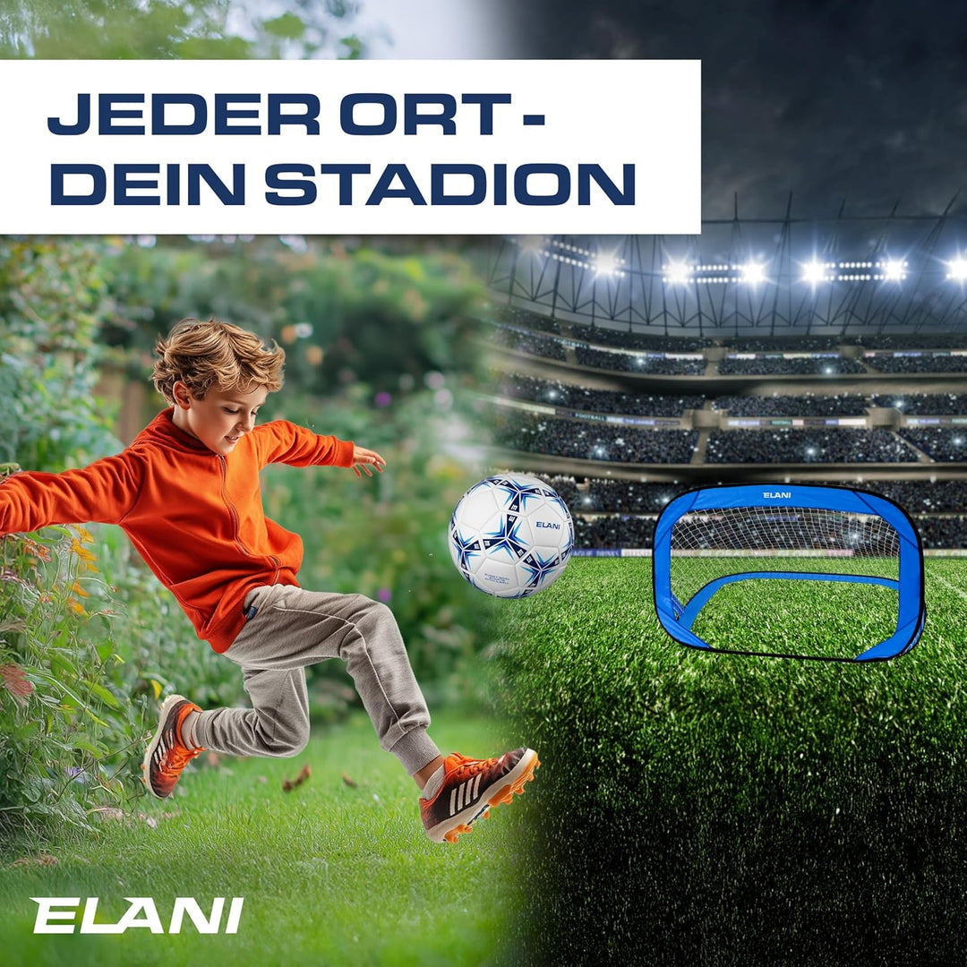 ELANI - Fussballtor Set mit 2 Toren - doppelt verstärkte Seiten & Tragetasche mit 8 Heringen für sic
