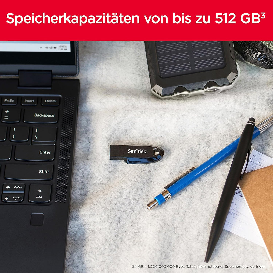 SanDisk Ultra Curve 3.2 Flash-Laufwerk 128 GB (bis zu 100 MB/s Lesen, RescuePRO Deluxe-Software, Sch