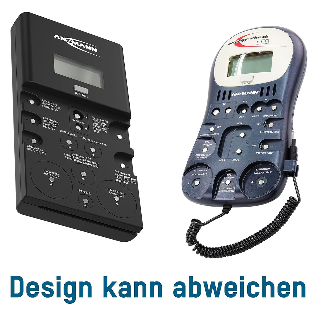 ANSMANN EUR1485 Batterietester Energy Check LCD - Zuverlässiges Profi Testgerät mit digital Anzeige