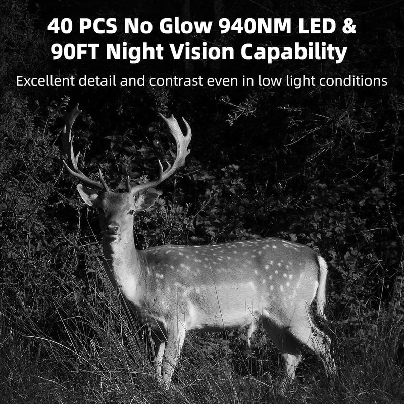 BlazeVideo 4K 32MP Wildkamera mit Bewegungsmelder Nachtsicht, 120° Weitwinkel Nachsichtkamera, 0,1s