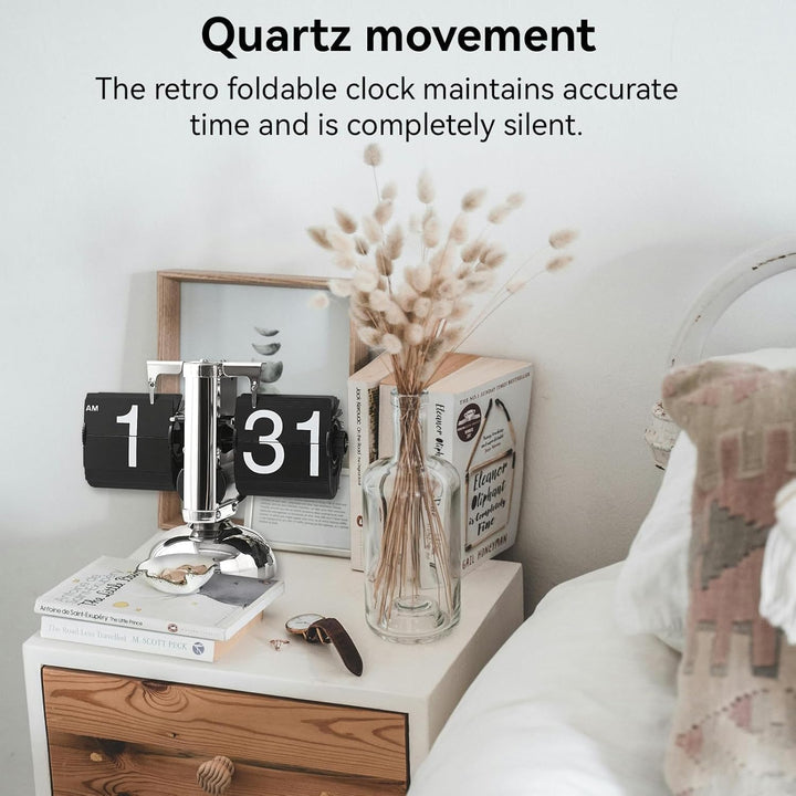 Schreibtischuhr, Flip-Uhr, Retro-Uhr, Digitale Flip-Down-Uhr, Retro, minimalistisch, mit einem Fuss,