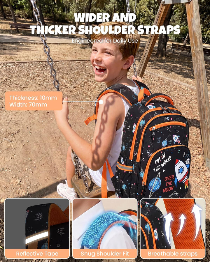Amythe Schulrucksack Jungen 8-15 Jahre, Wasserdichte Schultasche Kinder mit Federmäppchen & Brustgur