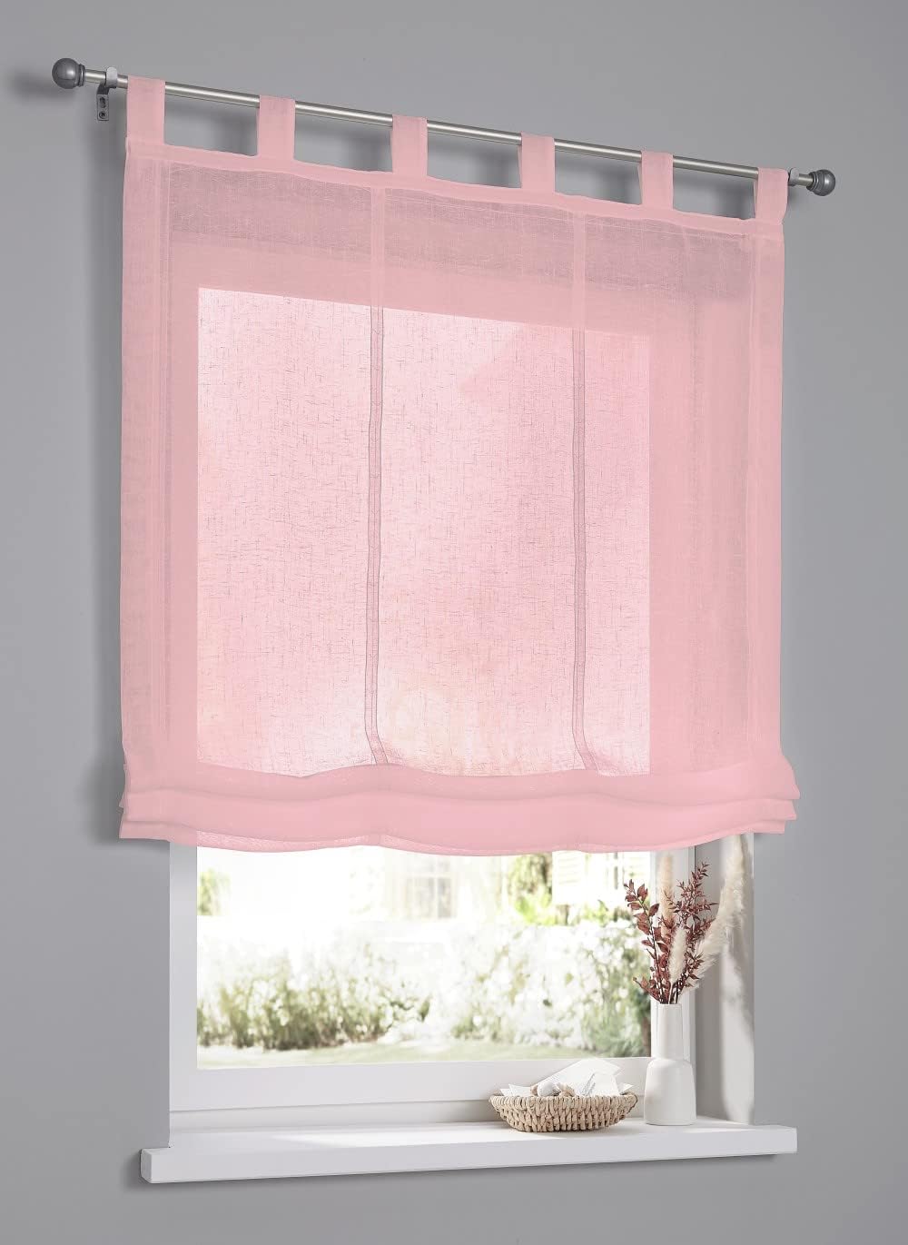 Raffrollo Schlaufenrollo Brondby Rose halbtransparent Breite 120 cm x Höhe 145 cm 120 x 145 cm Rose,