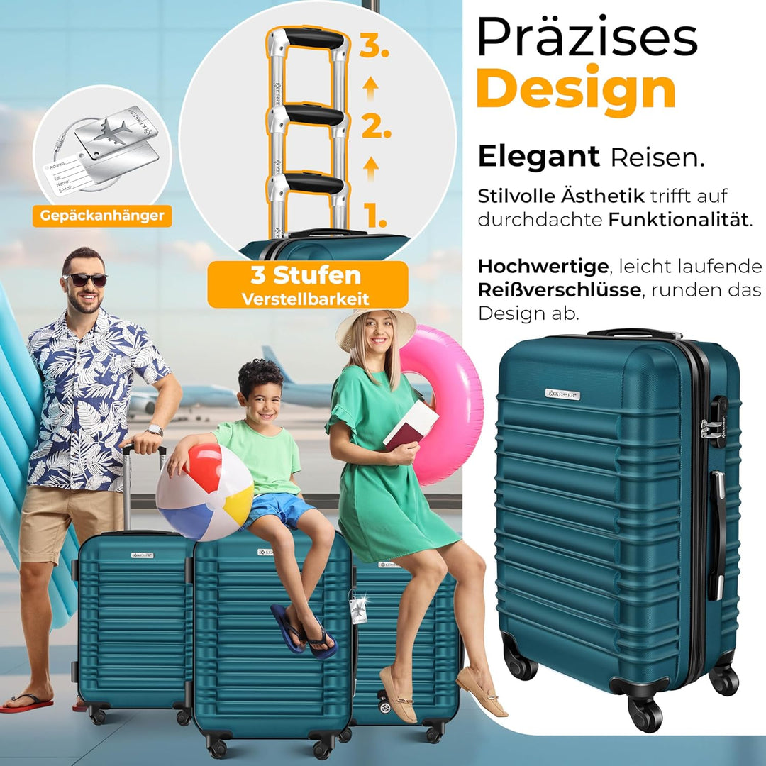 KESSER® Handgepäck Reisekoffer 55L Hartschalen-Koffer Inkl. Kofferwaage + Gepäckanhänger | Trolley G