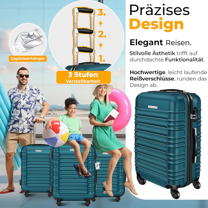 KESSER® Reisekoffer 120L Grosser Hartschalen Koffer Inkl. Kofferwaage + Gepäckanhänger | Trolley Gep