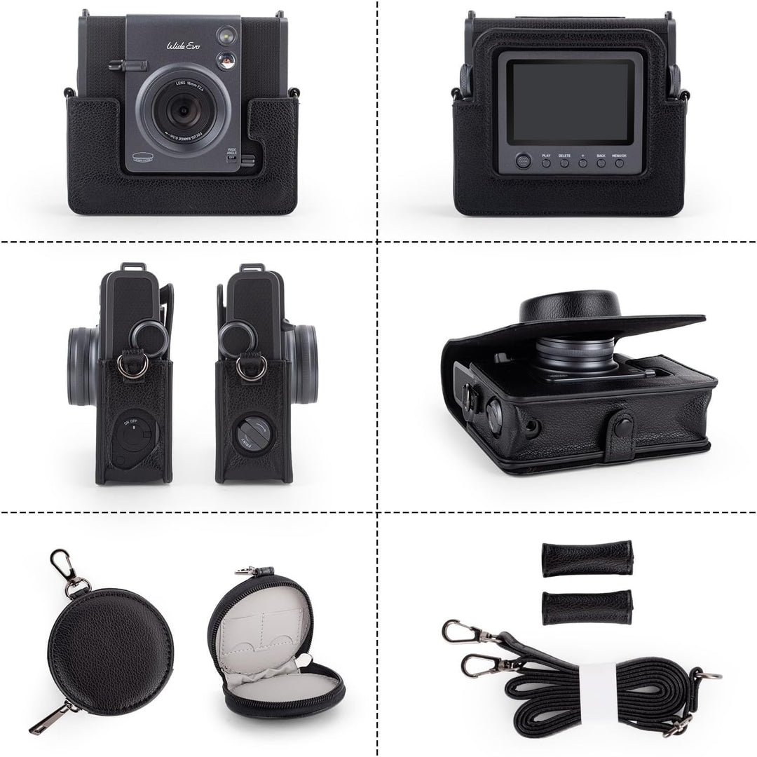 Rieibi Kameratasche für Instax Wide Evo Kamera, abnehmbare Tasche mit verstellbarer Schulter und Obj