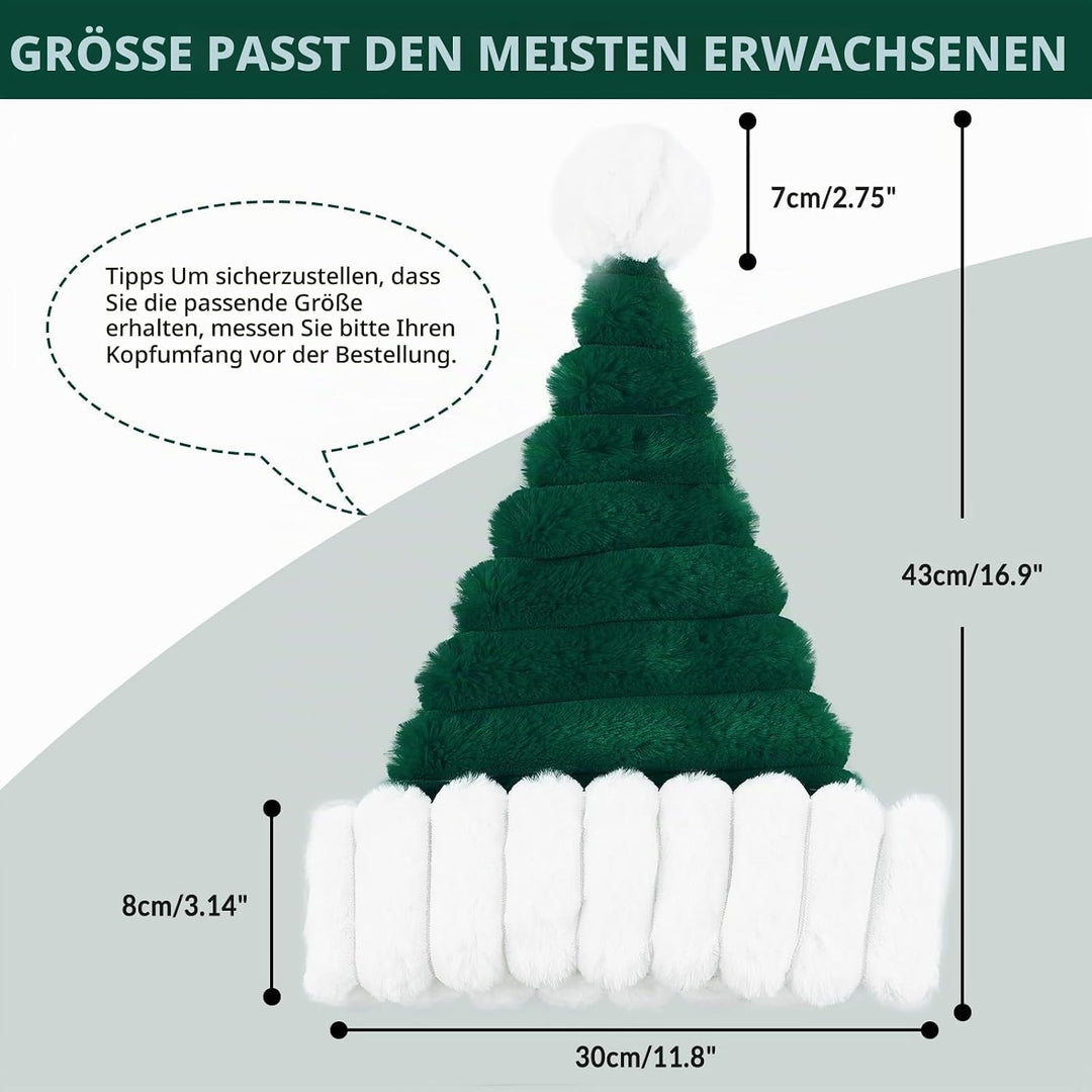 Weihnachtsmütze Nikolausmütze für Erwachsene Warm Plüsch Rand Weihnachtsmann Mütze Santa Mütze mit K