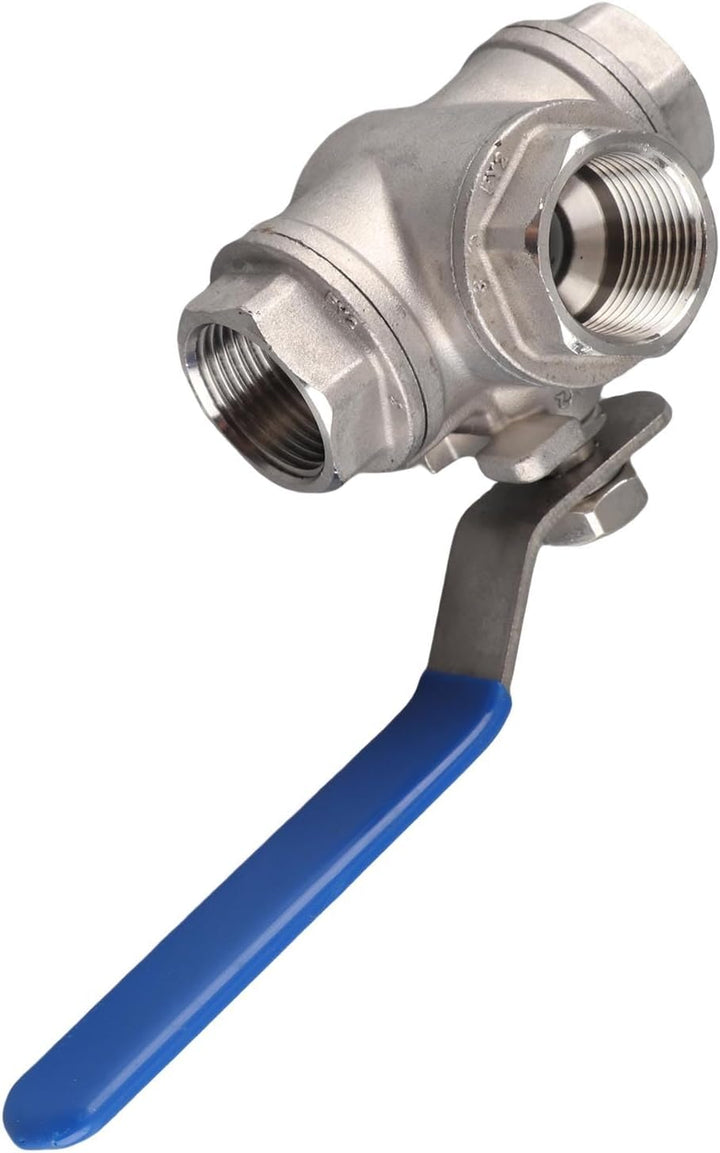 TOPINCN 3-Wege Kugelhahn Edelstahl SUS304 Rohr Dreiwege T-Typ Ventil Innengewinde 3/4 "DN20 Mit Verr