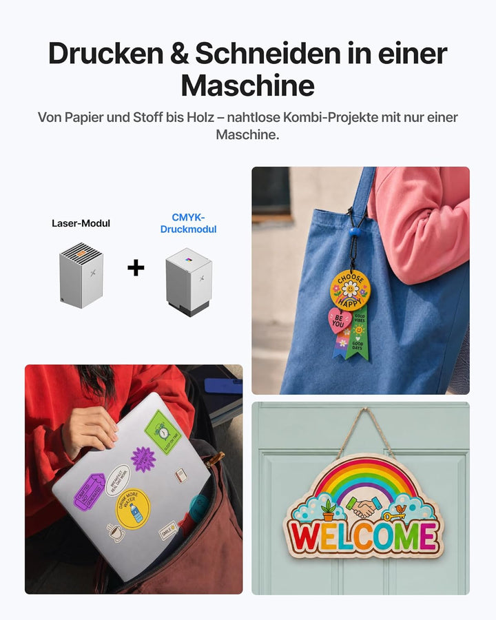 xTool M2 Color Craft Lasergraveur mit CMYK-Tintenstrahldrucker, 10W Diodenlaser, Klasse 1 geschlosse