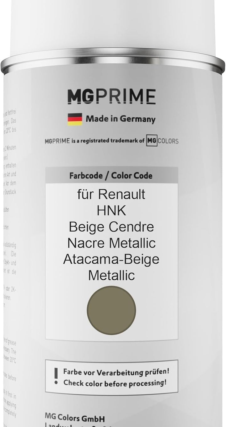 MG PRIME Autolack Sprühdosen Set für Renault HNK Beige Cendre Nacre Metallic/Atacama-Beige Metallic